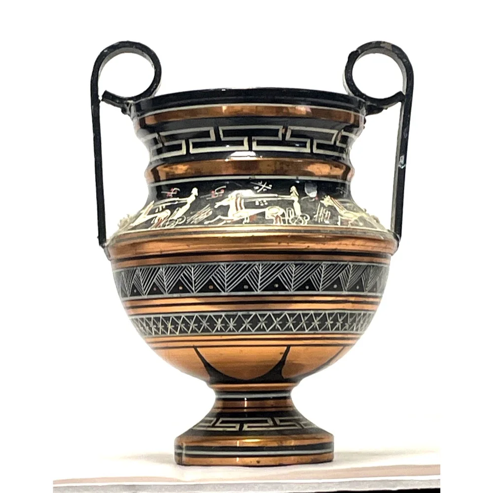 Greek Amphora Vase Hand Made in Greece Copper Black Urn 6
